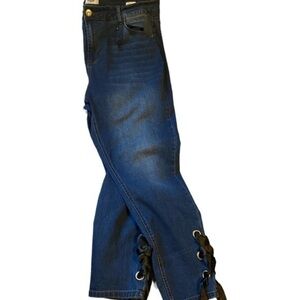 Kensie  ribbon laced dark wash jeans​